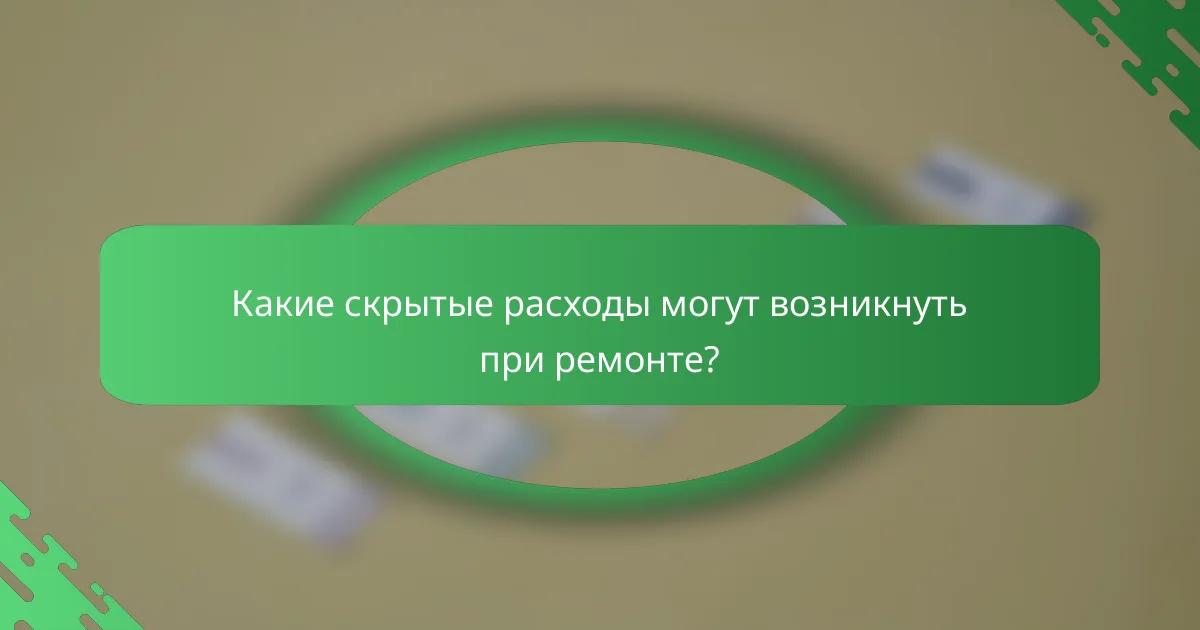 Какие скрытые расходы могут возникнуть при ремонте?