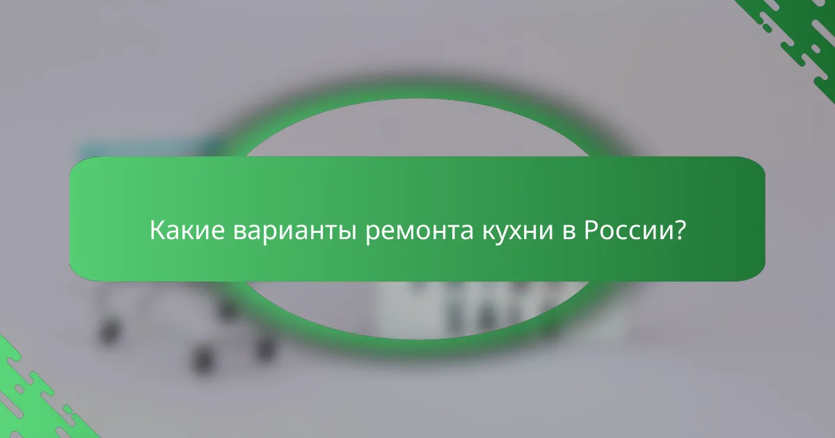 Какие варианты ремонта кухни в России?
