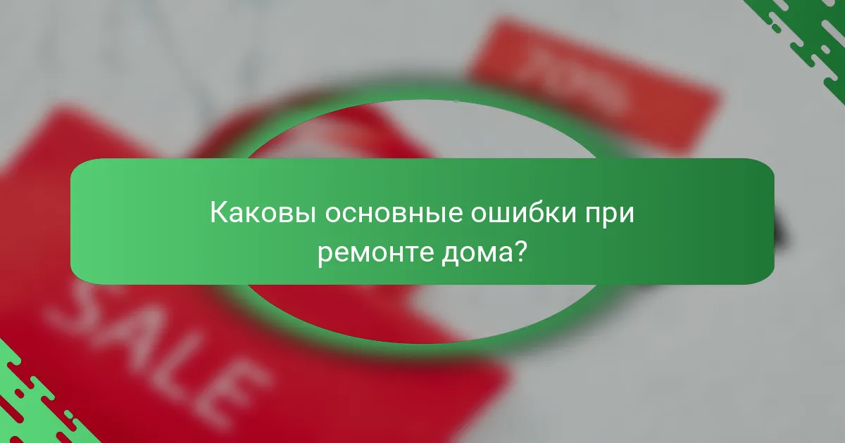 Каковы основные ошибки при ремонте дома?