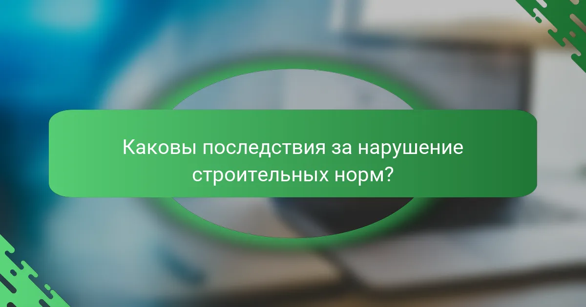 Каковы последствия за нарушение строительных норм?